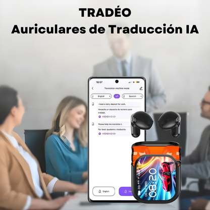 Tradéo® - Auriculares de Traducción IA con Pantalla HD y Cancelación de Ruido