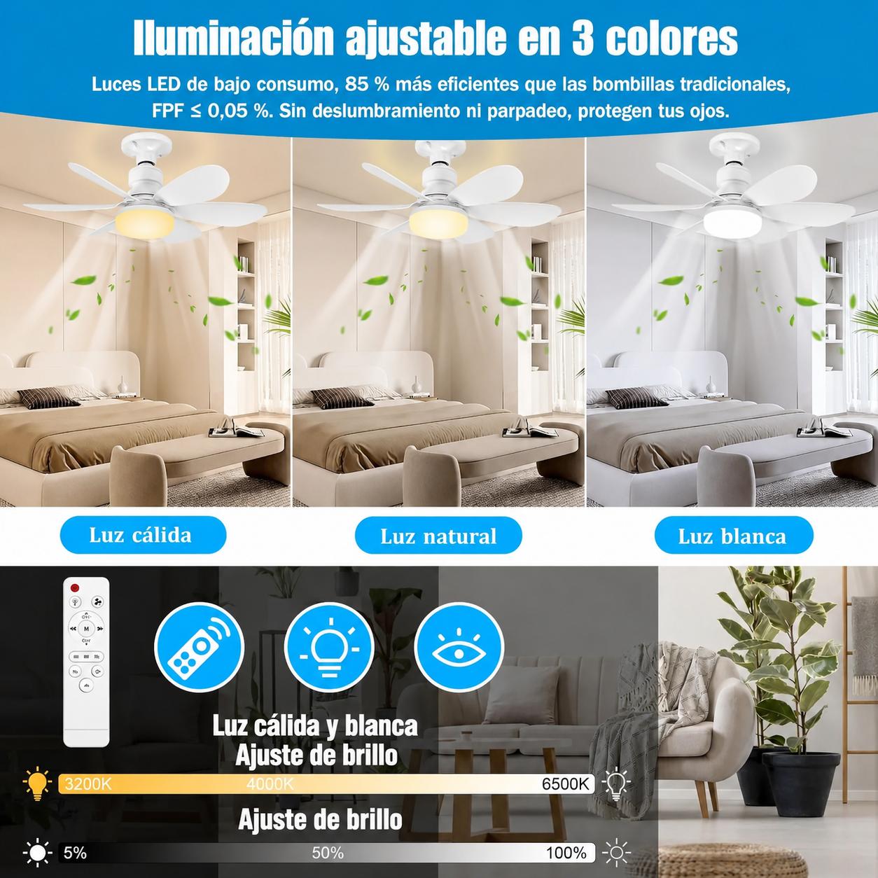 LuminAir® - Ventilador de Techo con Luz LED Ajustable
